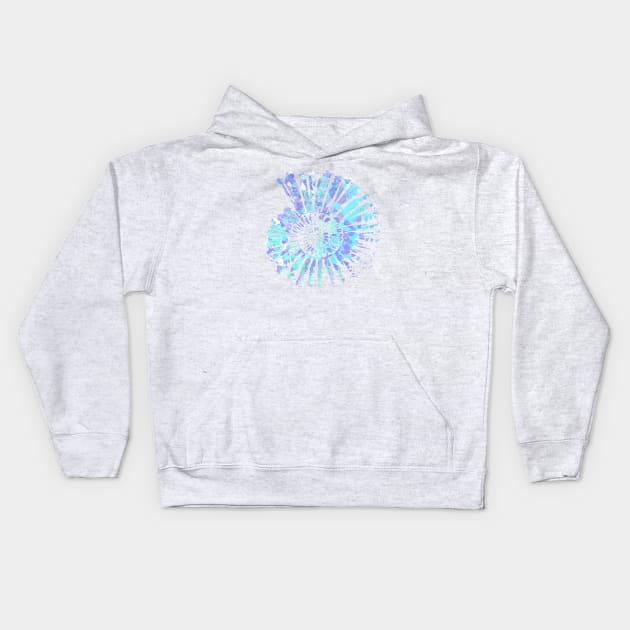 Nautilus Shell Design in Blue , Purple and Mint Paint Strokes Pattern Kids Hoodie by PurposelyDesigned